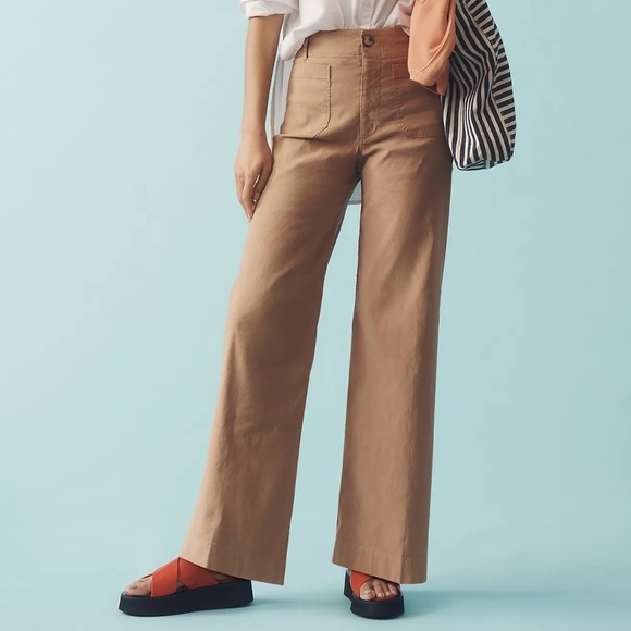 Anthropologie Maeve The Colette Full-Length Wide-Leg Pants 34 Tall - Picture 1 of 11